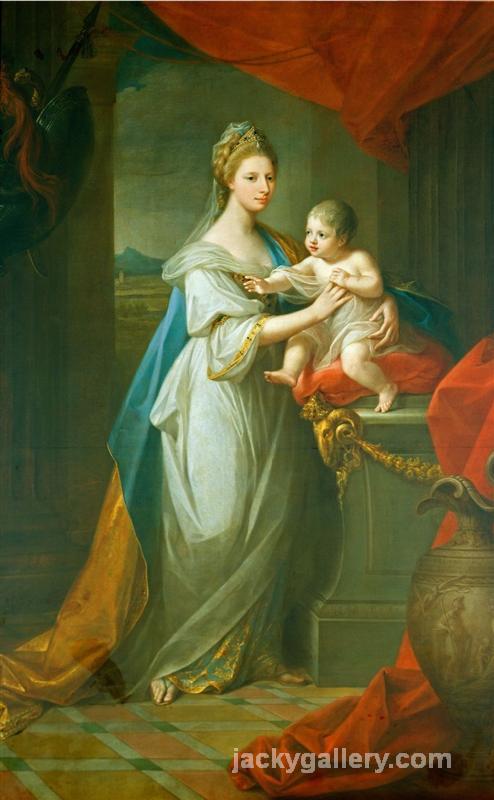 Portrait of Augusta of Hanover with her first born son Karl Georg of Brunswick, Angelica Kauffman painting
